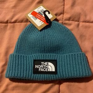 The North Face Storm Blue Logo Box Cuff Beanie